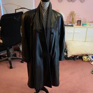 Black Leather swing coat